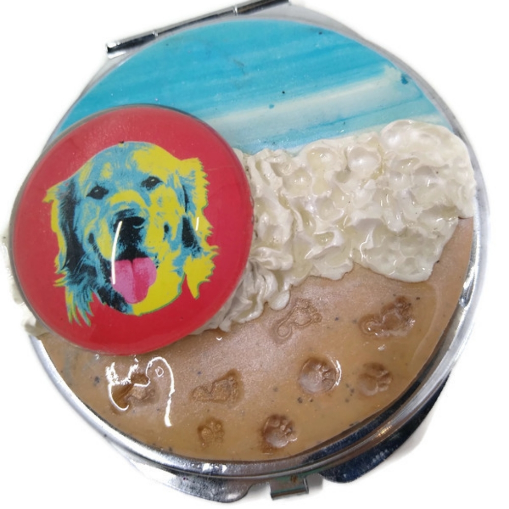 Beach Dog Compact Mirror cosmetic make-up vanity